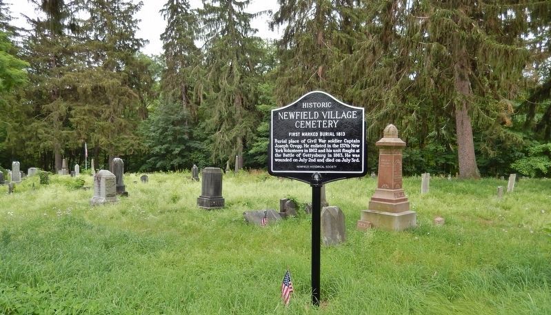 Newfield Village Cemetery Marker • <i>wide view<br>(from Bank Street)</i> image. Click for full size.