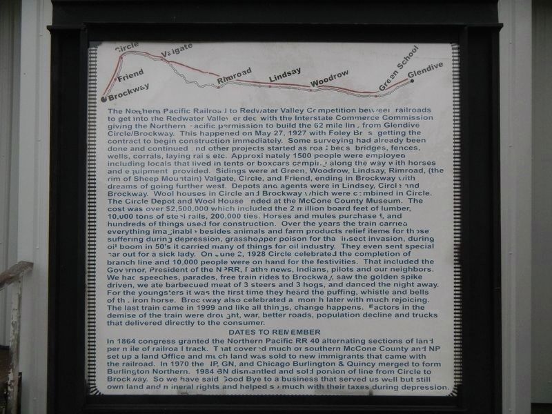 Northern Pacific Railroad in Redwater Valley Marker image. Click for full size.