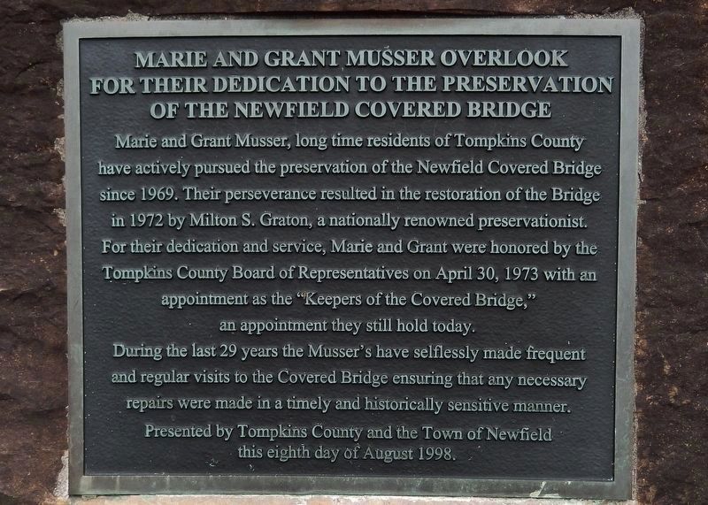 Marie and Grant Musser Memorial Plaque<br>(<i>located near marker</i>) image. Click for full size.