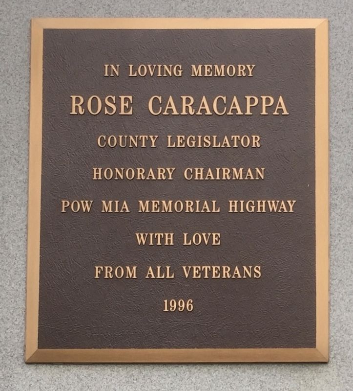 Additional plaque on monument honoring Rose Caracappa image. Click for full size.