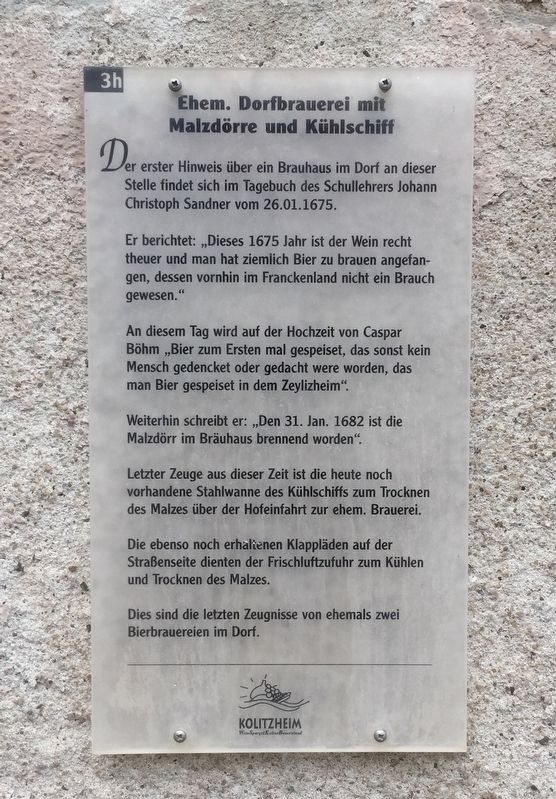 Ehem. Dorfbrauerei / Former Village Brewery Marker image. Click for full size.