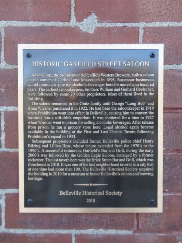 Historic Garfield Street Saloon Marker image. Click for full size.