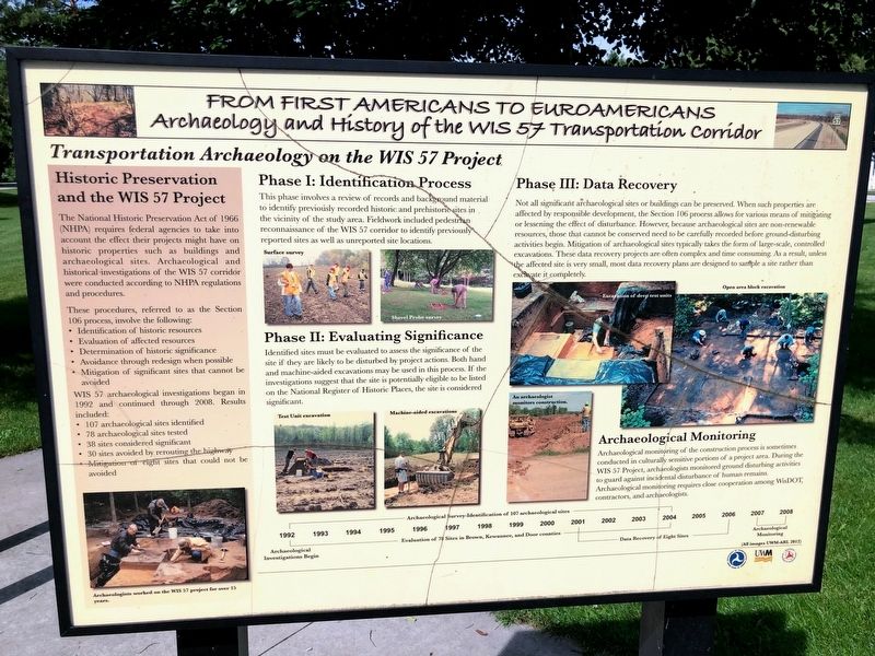 Transportation Archaeology on the WIS 57 Project Marker image. Click for full size.