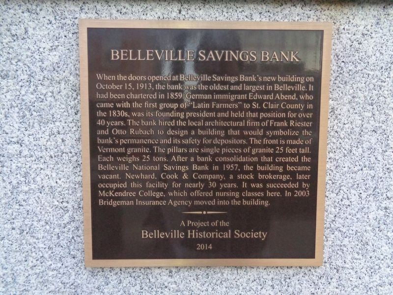 Belleville Savings Bank Marker image. Click for full size.