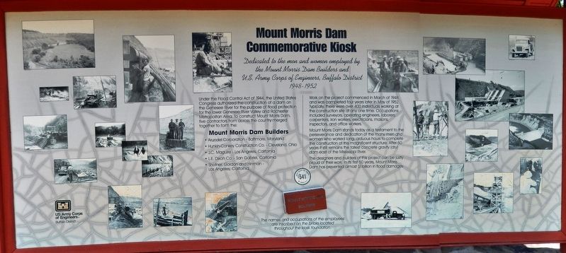 Mount Morris Dam Commemorative Kiosk Marker image. Click for full size.