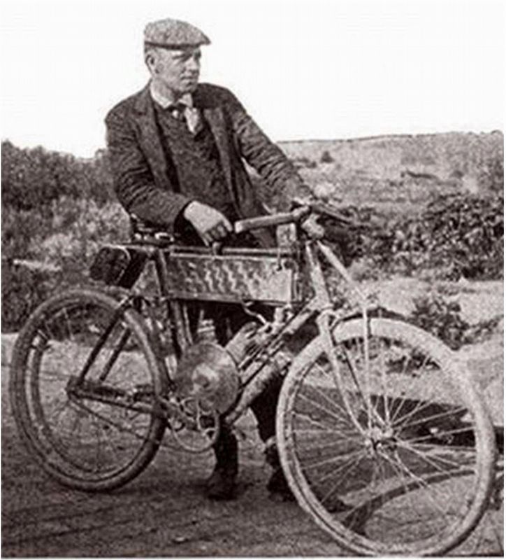 George A. Wyman and his motorbike image. Click for full size.
