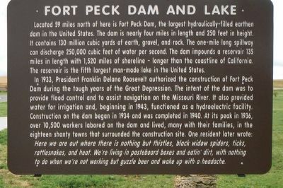 Fort Peck Dam and Lake Marker image. Click for full size.
