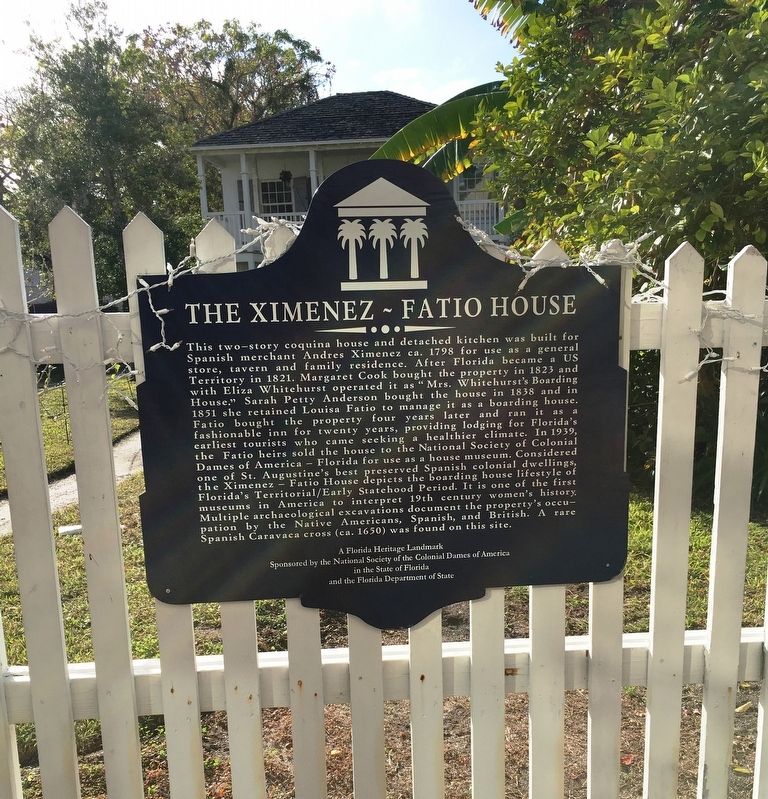 The Ximenez-Fatio House Marker image. Click for full size.