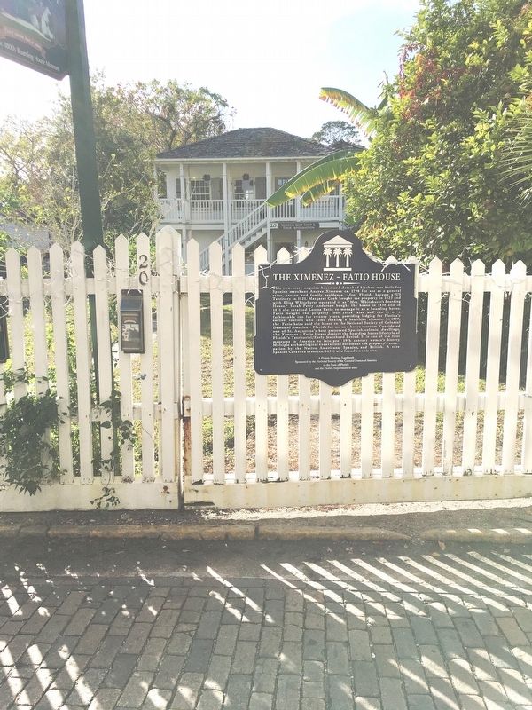 The Ximenez-Fatio House Marker image. Click for full size.