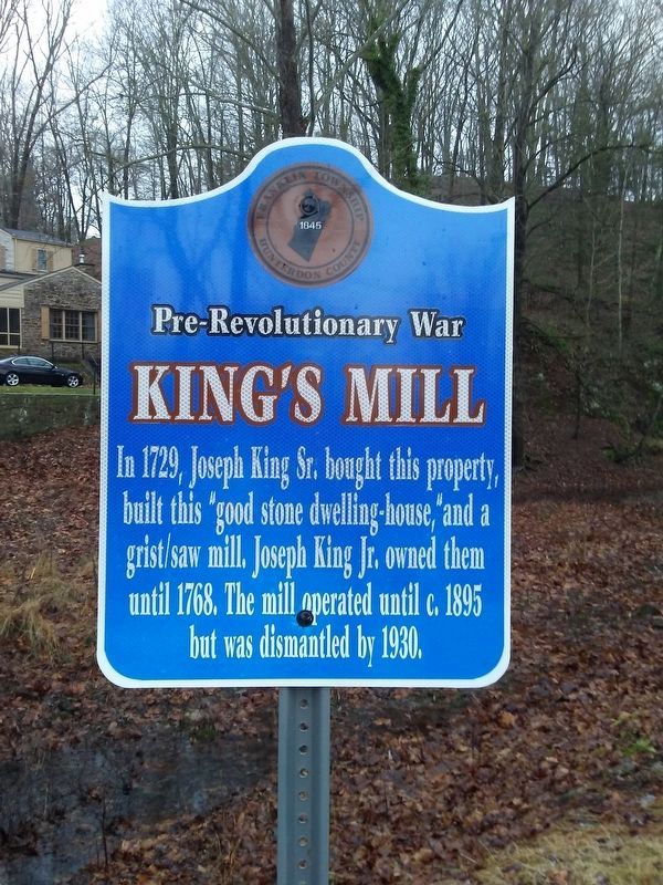 Pre-Revolutionary War King's Mill Marker image. Click for full size.