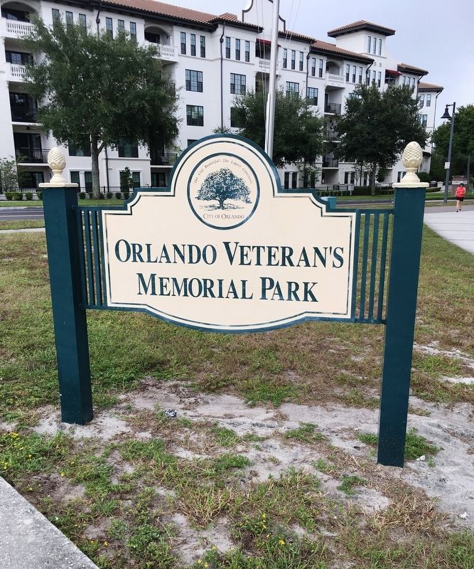 Orlando Veteran’s Memorial Park Sign image. Click for full size.