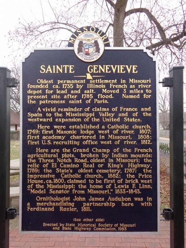 Sainte Genevieve Marker image. Click for full size.