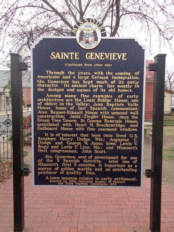 Sainte Genevieve Marker image. Click for full size.