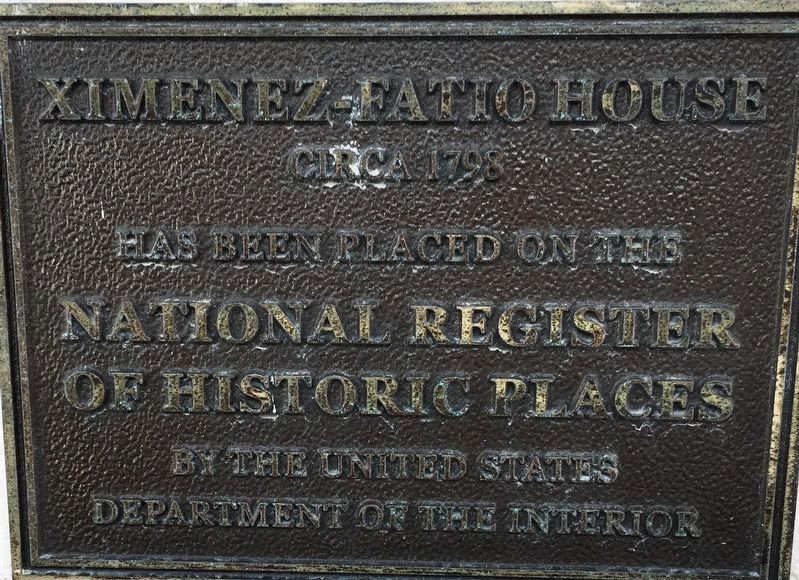 The Ximenez-Fatio House National Register Plaque image. Click for full size.