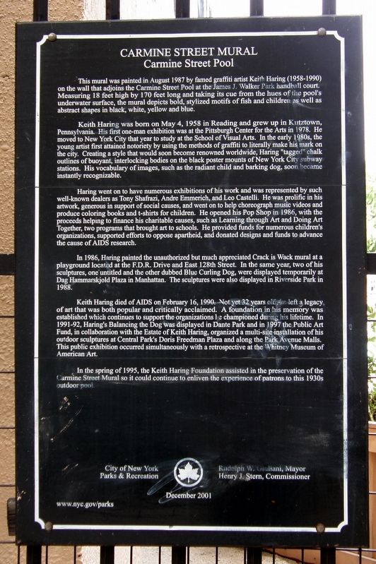 Carmine Street Mural Marker. Click for full size. Carmine Street Mural Marker image. Click for full size.