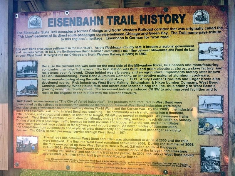 Eisenbahn Trail History Marker image. Click for full size.