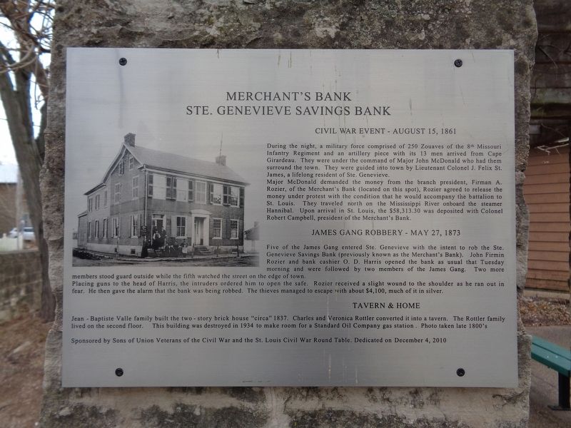 Merchants Bank / Ste. Genevieve Savings Bank Marker image. Click for full size.