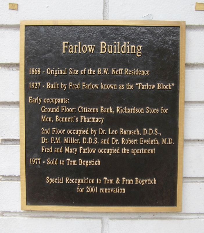 Farlow Building Marker image. Click for full size.