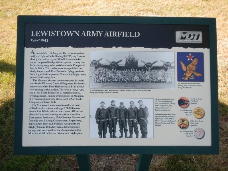 Lewistown Army Airfield Marker image. Click for full size.