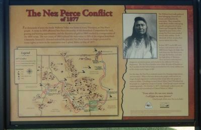 The Nez Perce Conflict of 1877 Marker, panel 1 image. Click for full size.