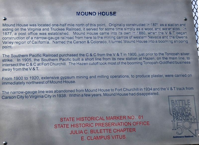 Mound House Marker image. Click for full size.