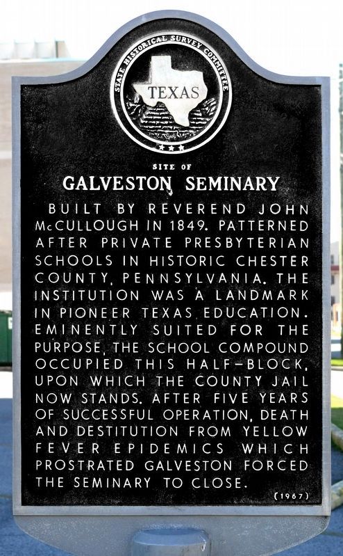 Site of Galveston Seminary Marker image. Click for full size.