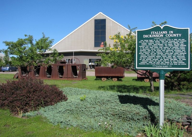 Italians in Dickinson County Marker (<i>wide view</i>) image. Click for full size.