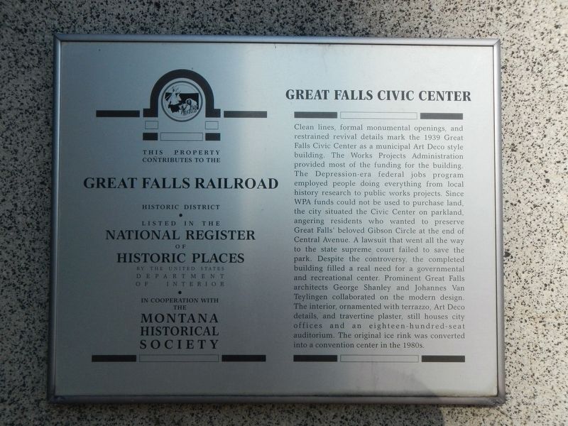 Great Falls Civic Center Marker image. Click for full size.