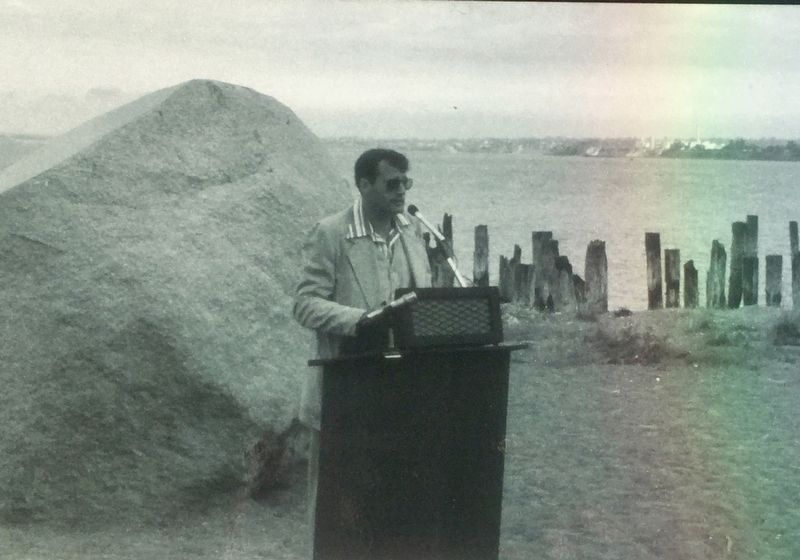 Marker inset photo: Byron Elmendorf at the dedication of Boulevard Park image. Click for full size.