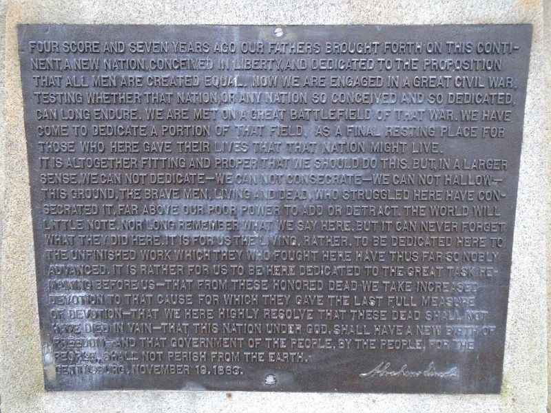 Abraham Lincoln Memorial Gettysburg Address image. Click for full size.