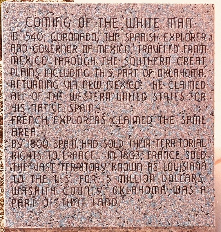 Coming of the White Man Marker text. Click for full size. Coming of the White Man Marker text image. Click for full size.