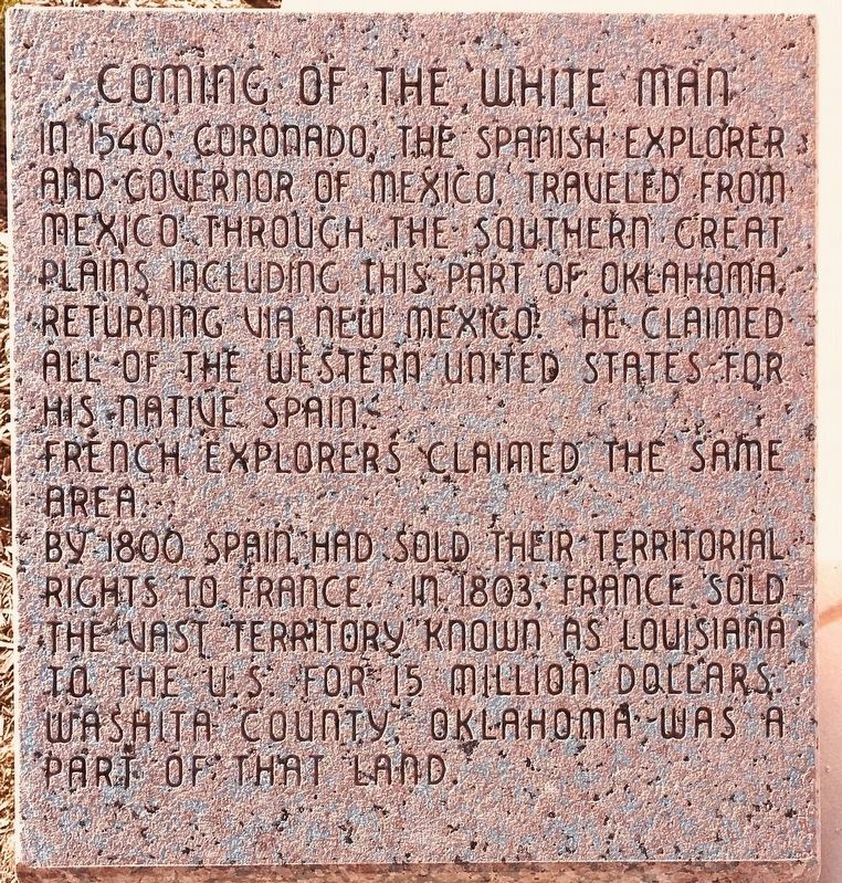 Coming of the White Man Marker text image. Click for full size.