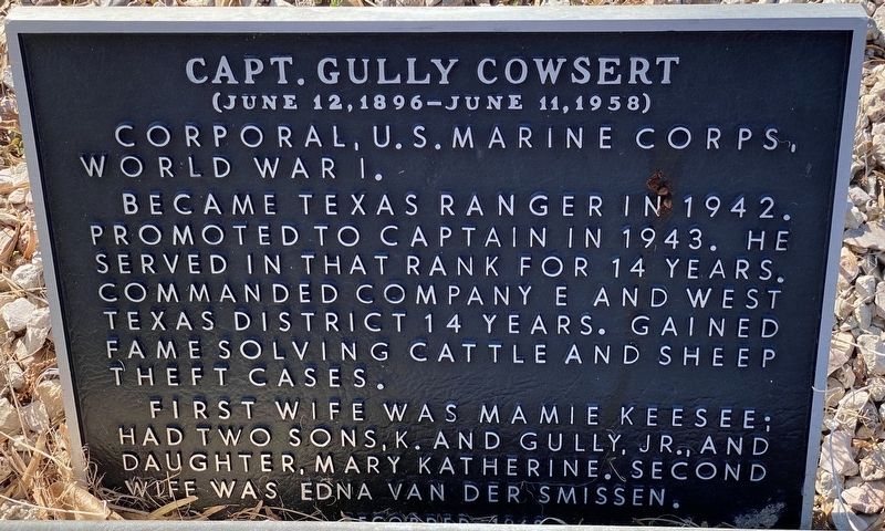 Capt. Gully Cowsert Marker image. Click for full size.