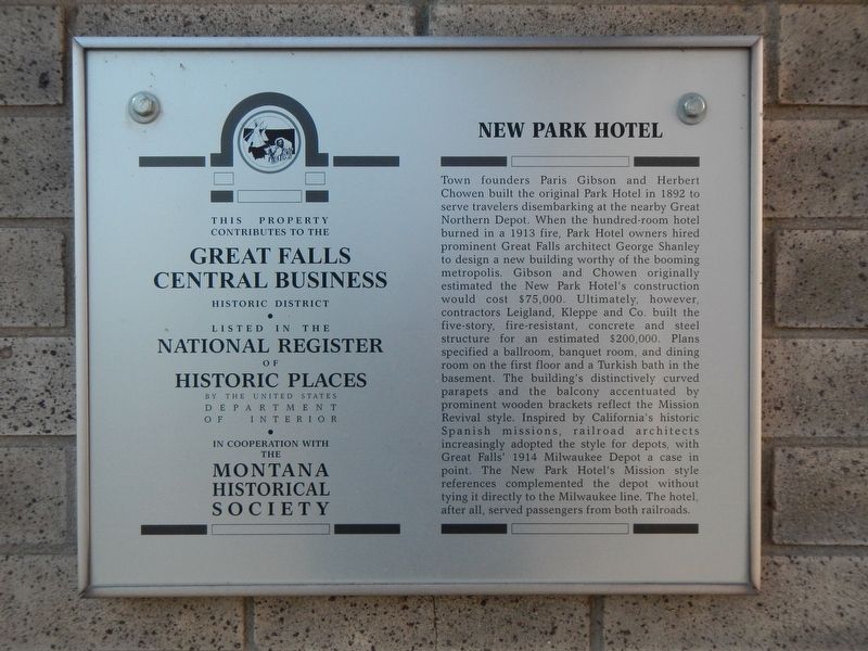 New Park Hotel Marker image. Click for full size.