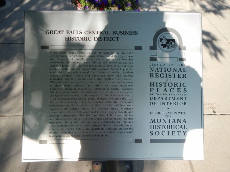 Great Falls Central Business Historic District Marker image. Click for full size.