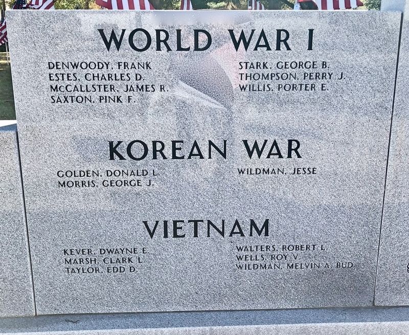 Cleburne County War Memorial - World War I - Korean War - Vietnam image. Click for full size.