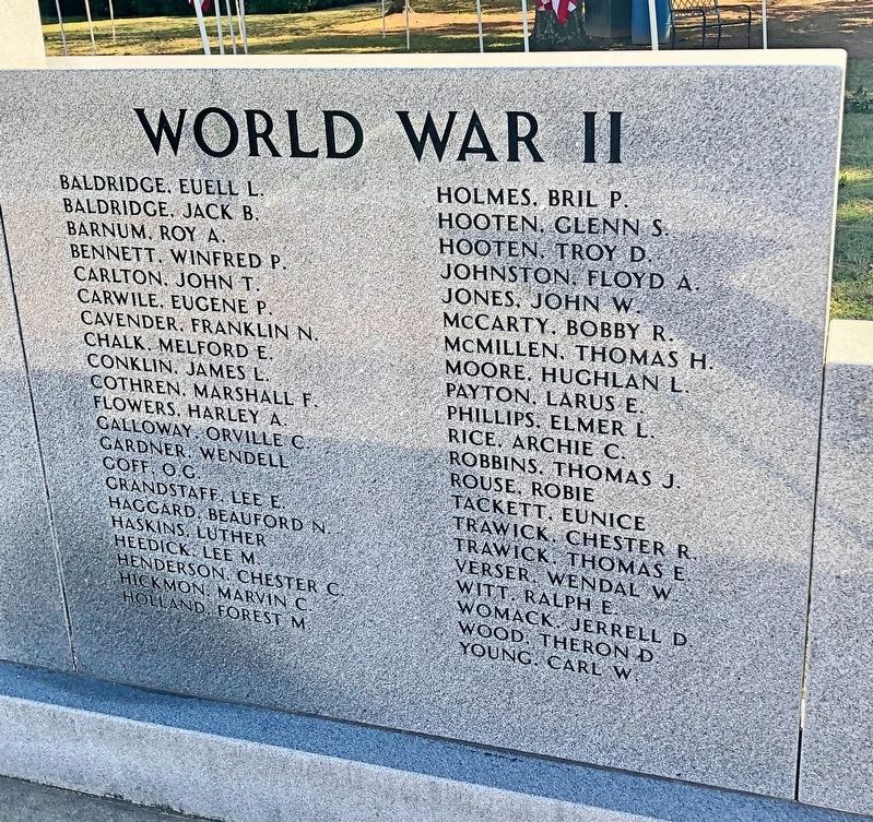 Cleburne County War Memorial - World War II image. Click for full size.