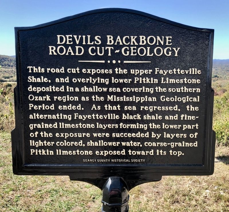 Devils Backbone Road Cut-Geology Marker image. Click for full size.