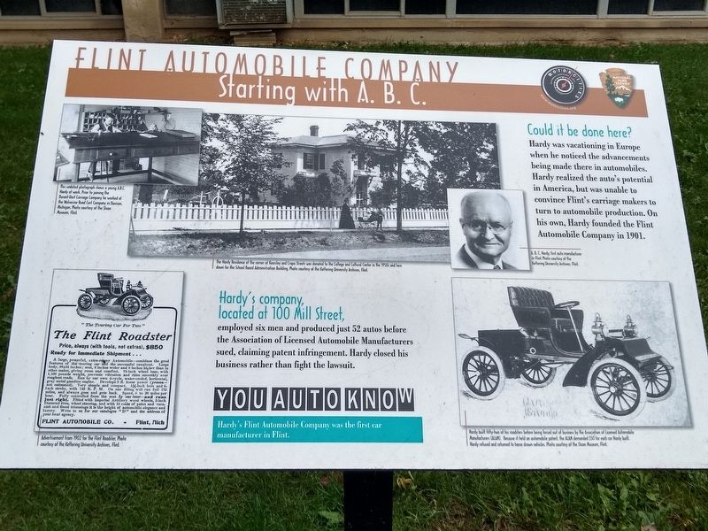 Flint Automobile Company: Starting with A. B. C. Marker image. Click for full size.