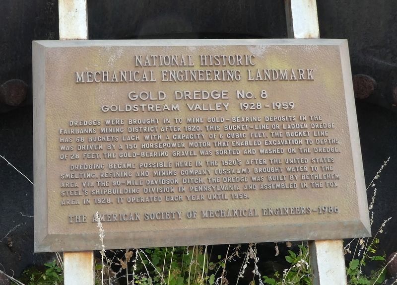 Gold Dredge Number 8, Gold Stream Valley Marker image. Click for full size.
