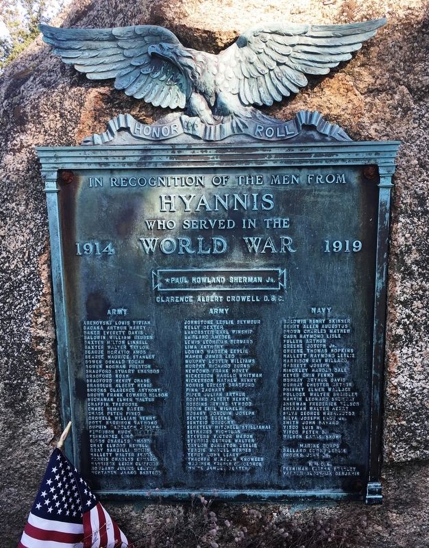 Hyannis World War Honor Roll Marker image. Click for full size.
