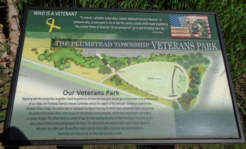 The Plumstead Township Veterans Park Marker image. Click for full size.