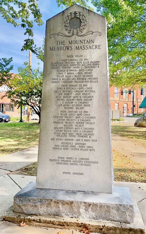 The Mountain Meadows Massacre Marker (reverse) image. Click for full size.