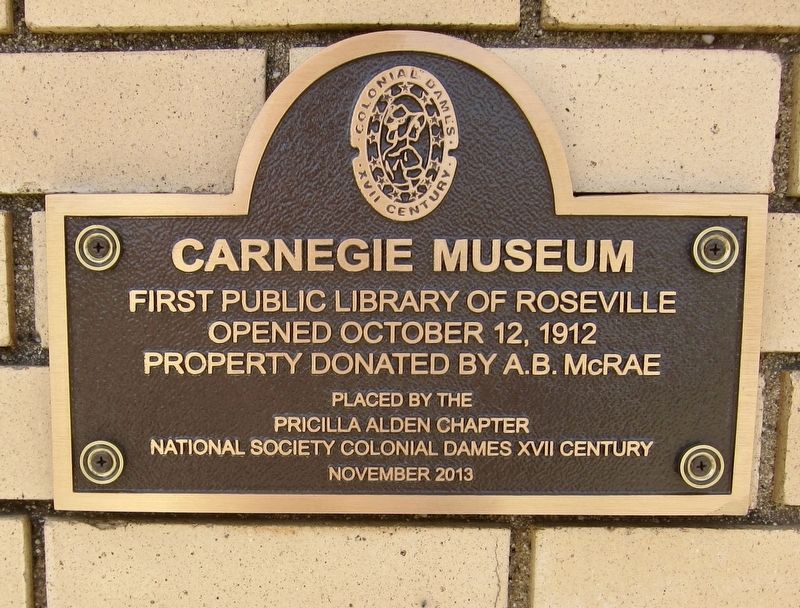 Carnegie Museum Marker. Click for full size. Carnegie Museum Marker image. Click for full size.