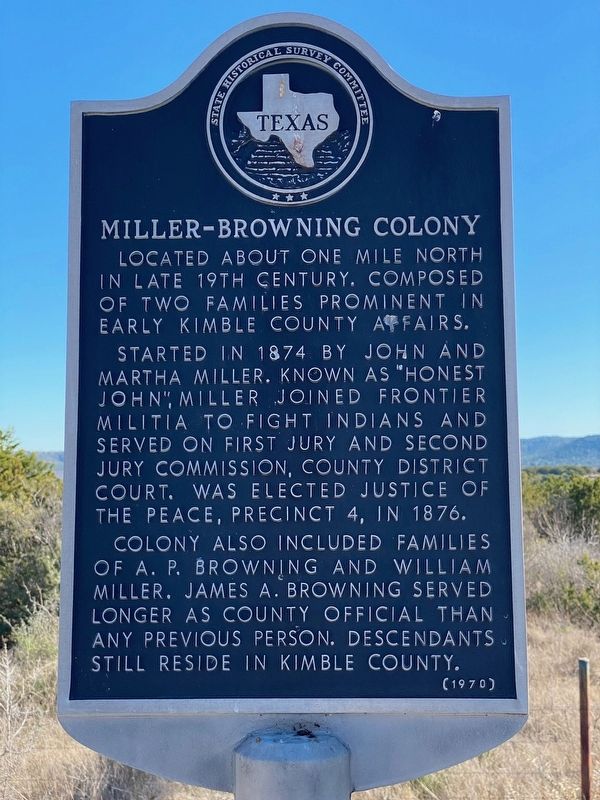 Miller-Browning Colony Marker. Click for full size. Miller-Browning Colony Marker image. Click for full size.