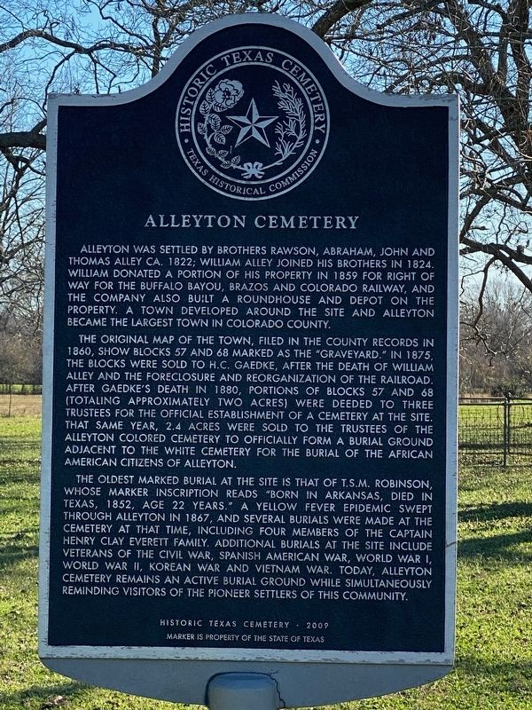 Alleyton Cemetery Marker image. Click for full size.