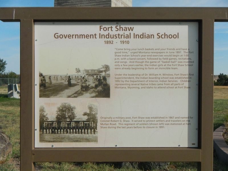 Fort Shaw Government Industrial Indian School Marker image. Click for full size.