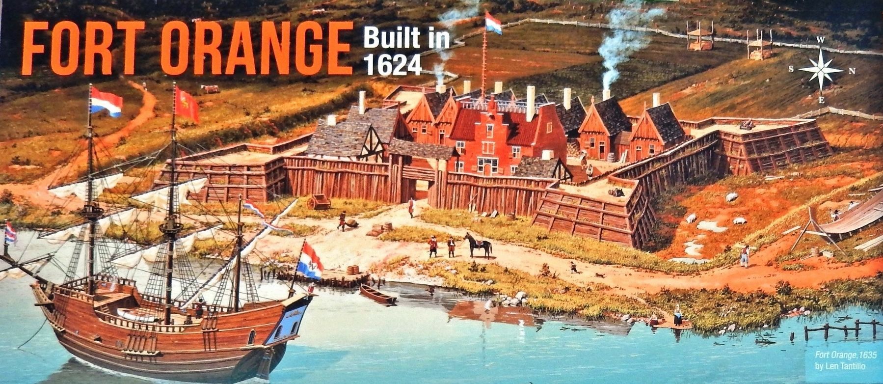 Marker detail: <i>Fort Orange, 1635</i>, by Len Tantillo image. Click for full size.