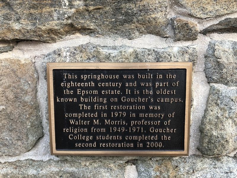 Goucher College Springhouse Marker image. Click for full size.
