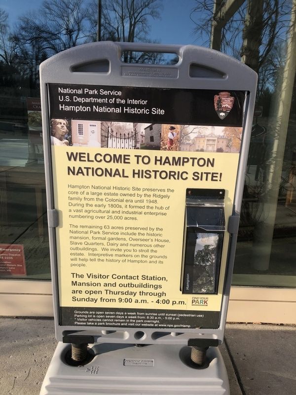 Welcome to Hampton National Historic Site! Marker image. Click for full size.